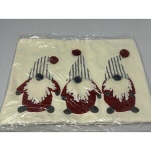 Pottery Barn GNOMES Christmas Pillow Gnome Cover Decorative 12 X 18” Pom Pom NEW